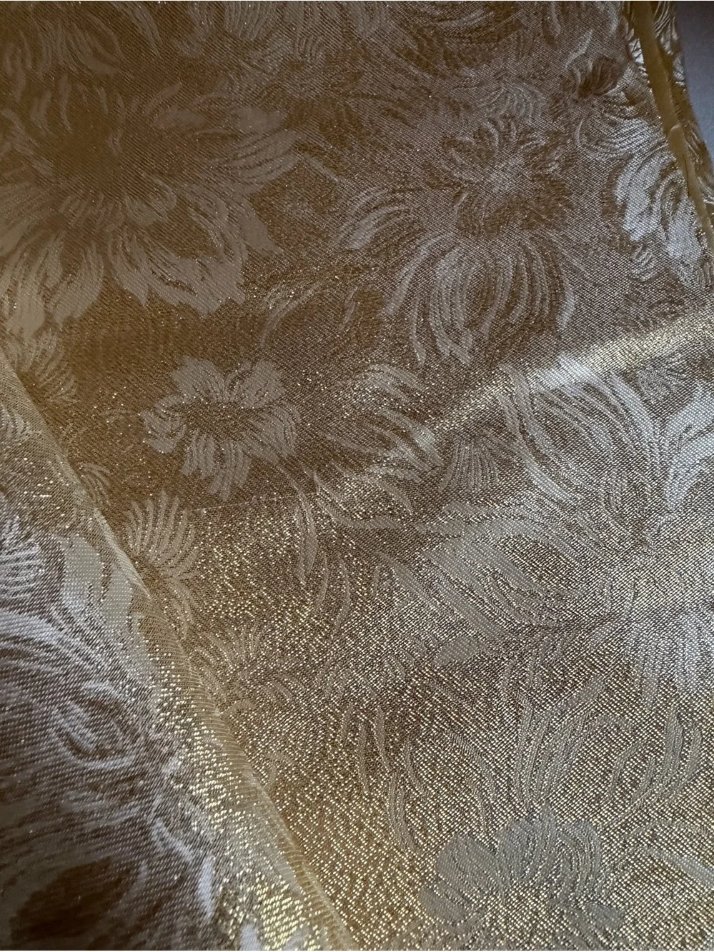 Vintage Gold Metallic Floral Brocade Fabric 2 Yds 20 In Decor Upholstery 48W